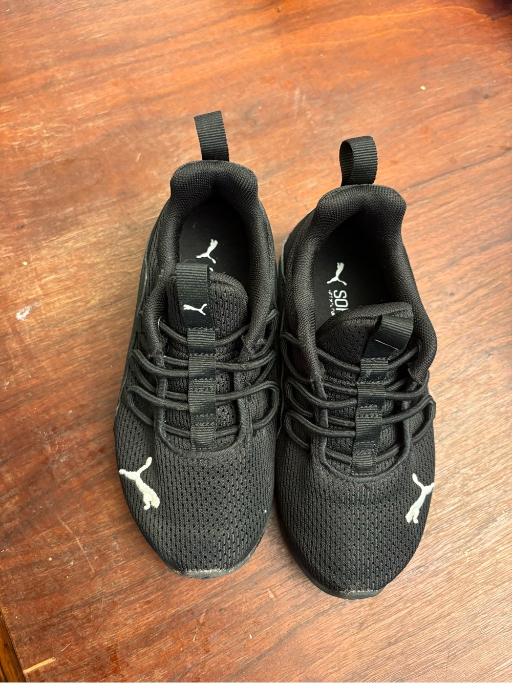 Puma Black Knit Sneakers with Pink and Blue Accent